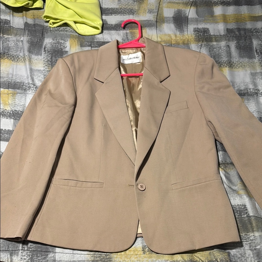 Jh Collectibles Tan Blazer 100% Wool